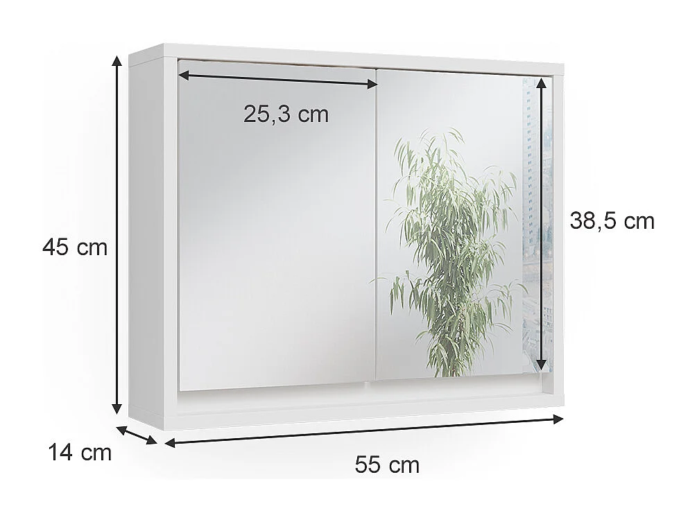 Armoire de toilette blanc 55x14x45 mila