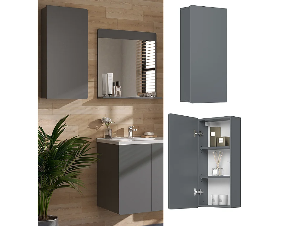 Mueble de baño gris 36.6x15.6x76.6 izan