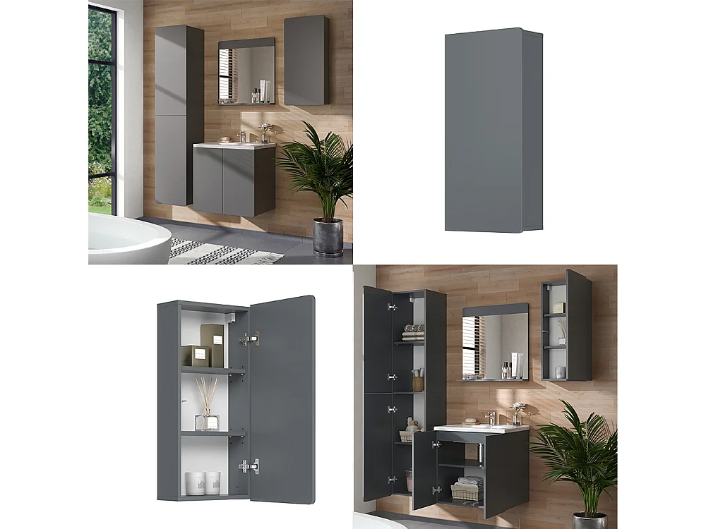 Mueble de baño gris 36.6x15.6x76.6 izan