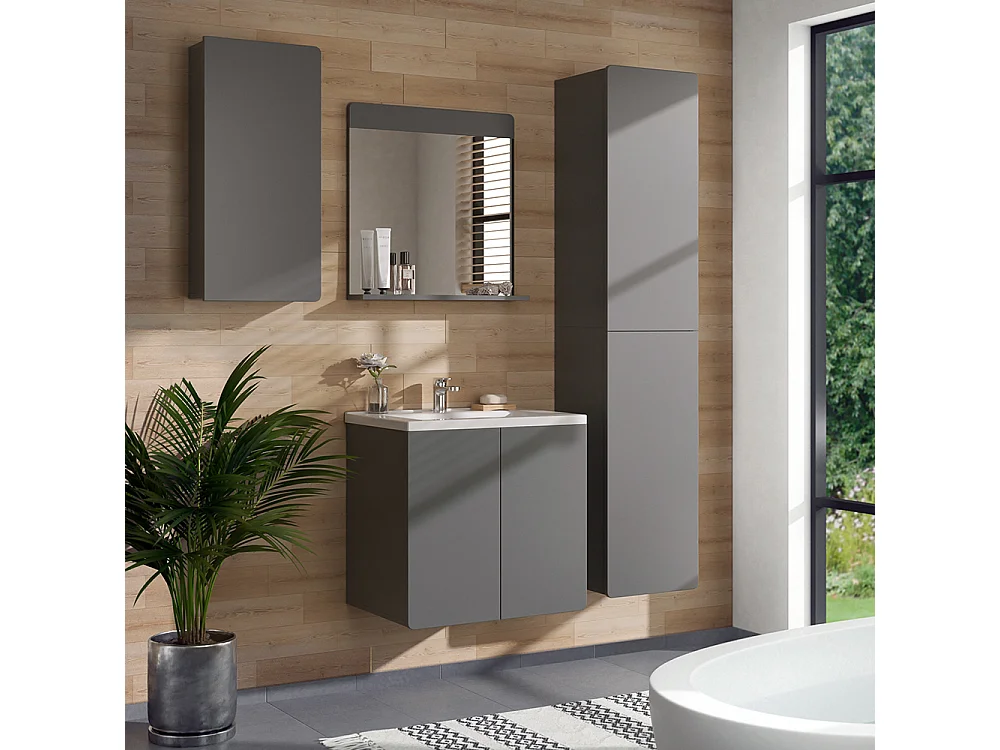 Armoire de salle de bain gris 36.6x15.6x76.6 izan