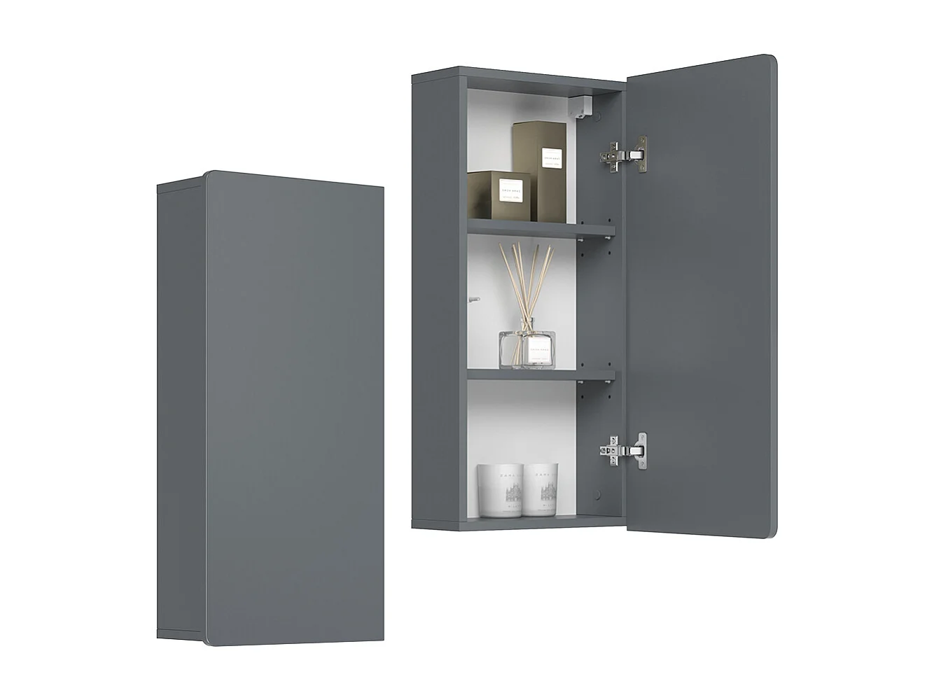 Armoire de salle de bain gris 36.6x15.6x76.6 izan