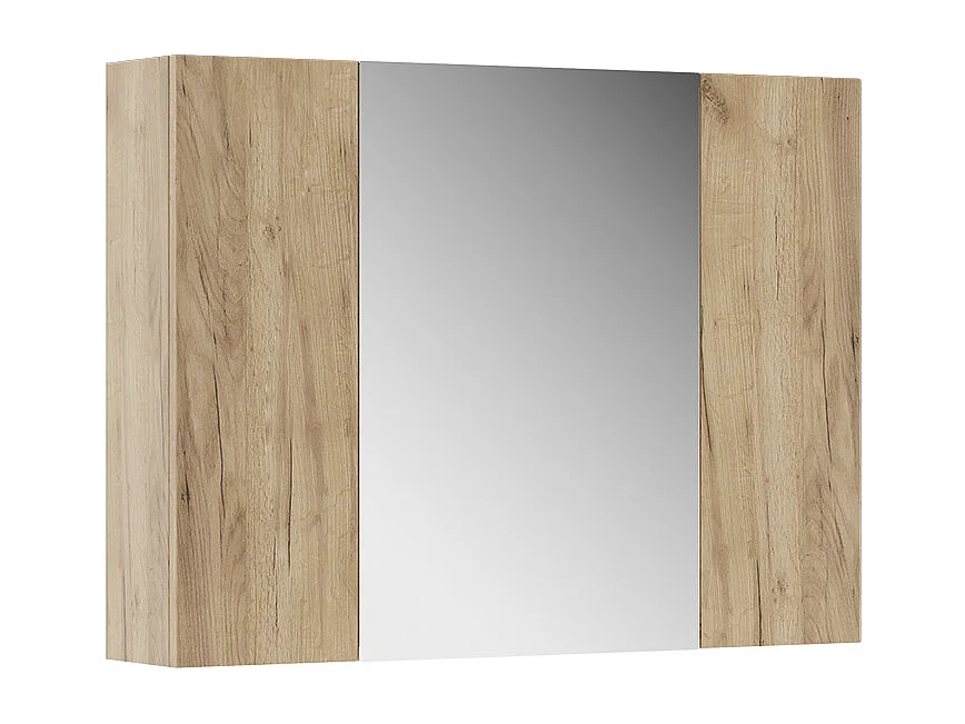 Armario con espejo para baño roble dorado 80x16.4x59.2 leopold