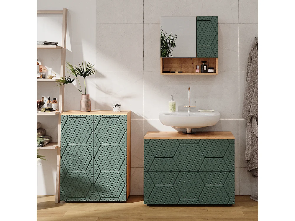 Armoire de toilette vert/force de lor chêne 54x16.9x55 irma