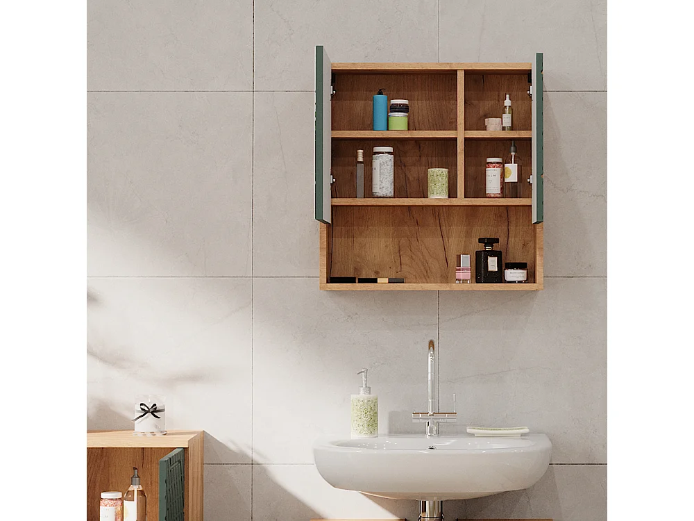 Armoire de toilette vert/force de lor chêne 54x16.9x55 irma