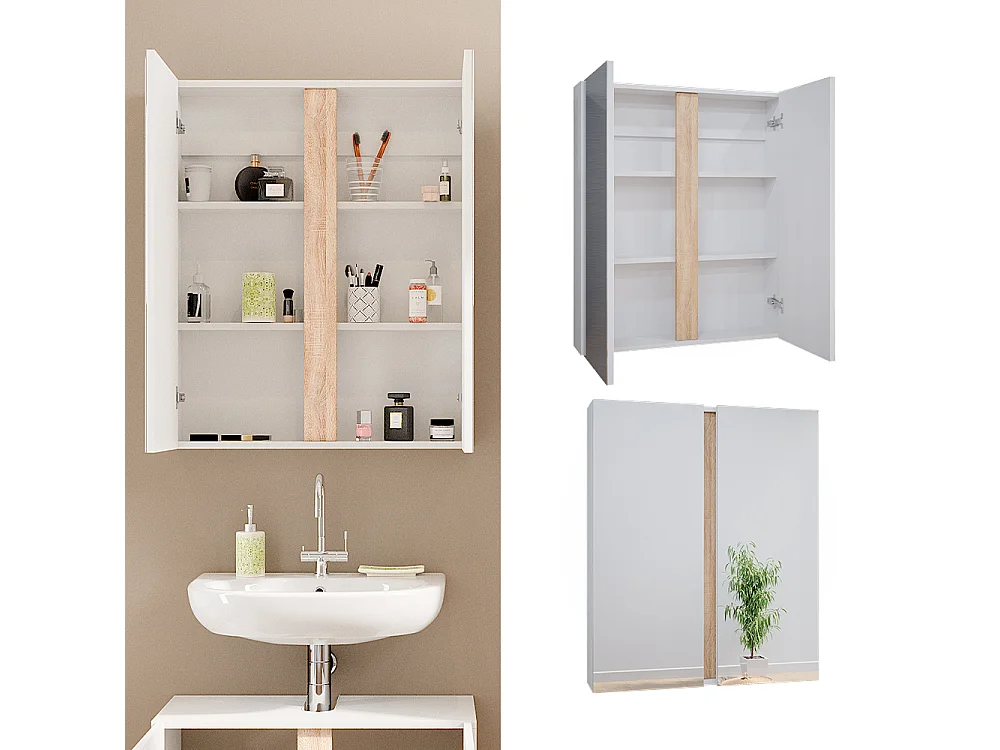 Armoire de toilette blanc 70.4x15.9x84 gloria