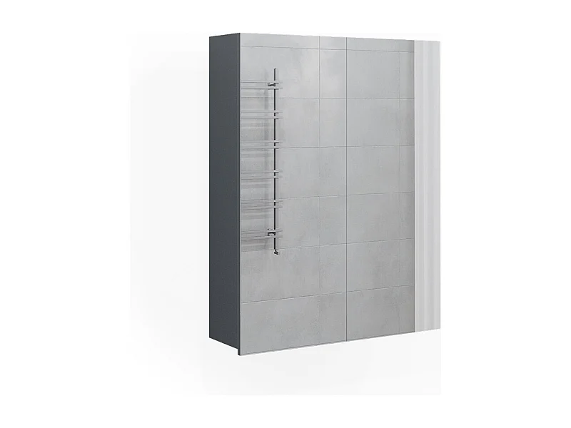 Armario con espejo para baño antracita alto brillo 60x17.2x77 fredd