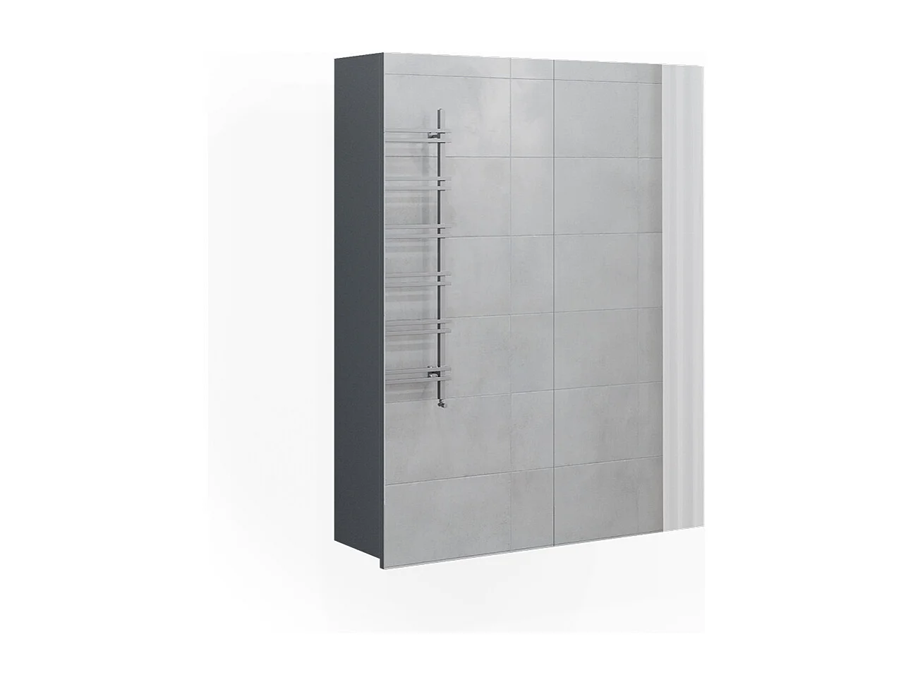 Armario con espejo para baño antracita alto brillo 60x17.2x77 fredd