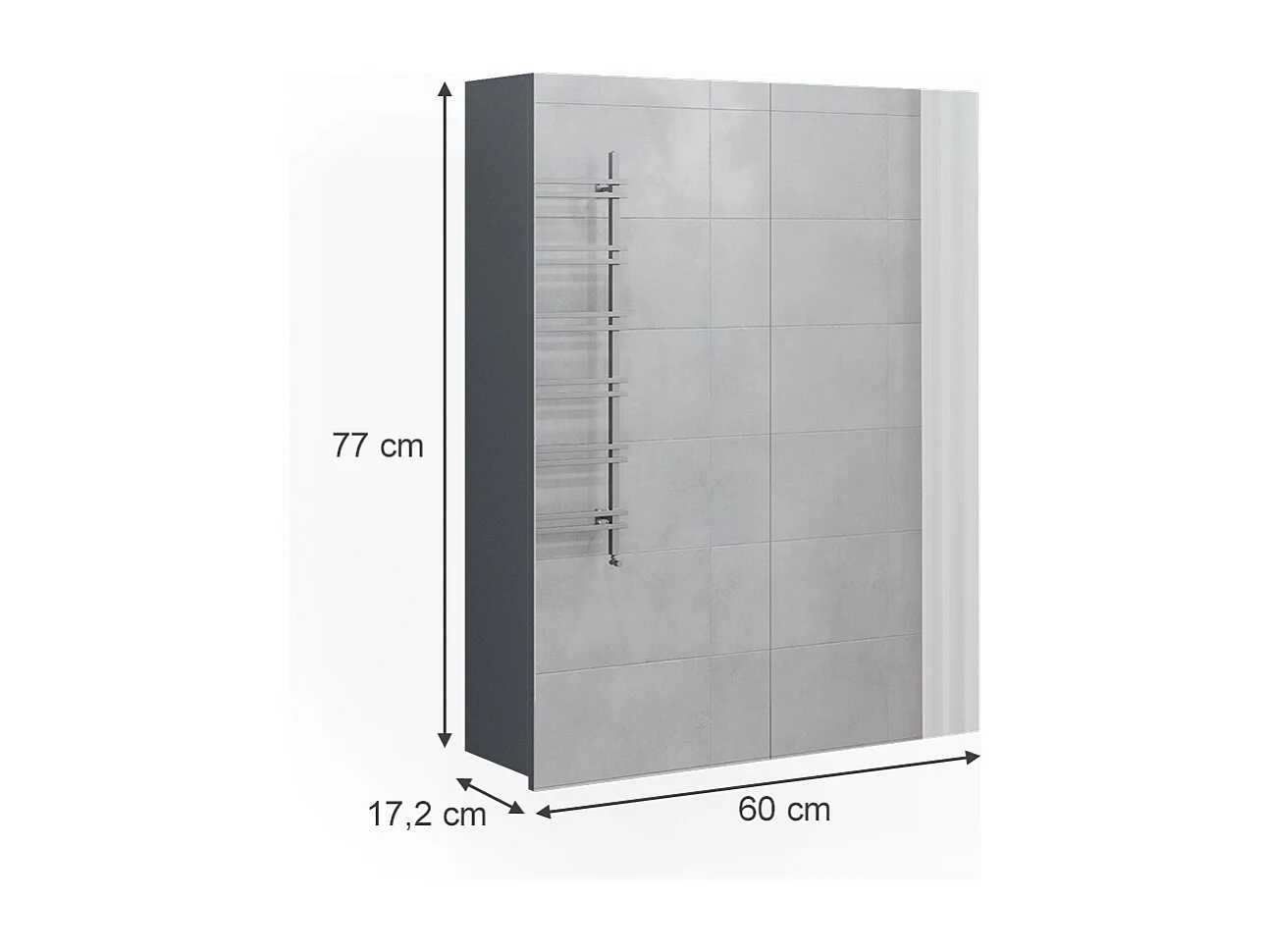 Armoire de toilette anthracite haute brillance 60x17.2x77 fredd