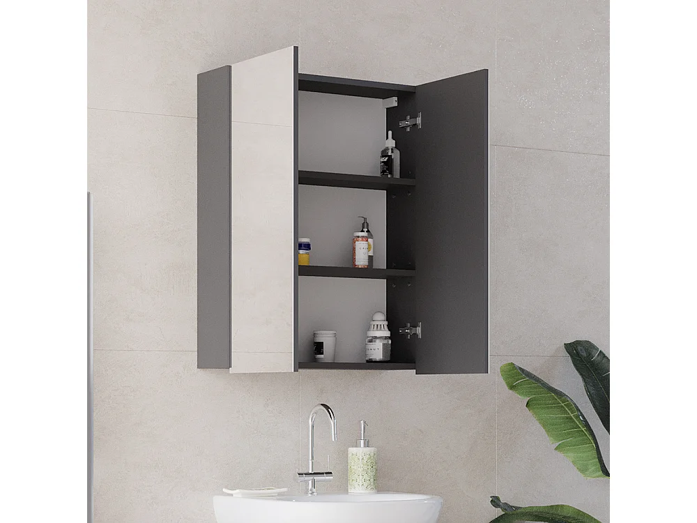 Armoire de toilette anthracite haute brillance 60x17.2x77 fredd