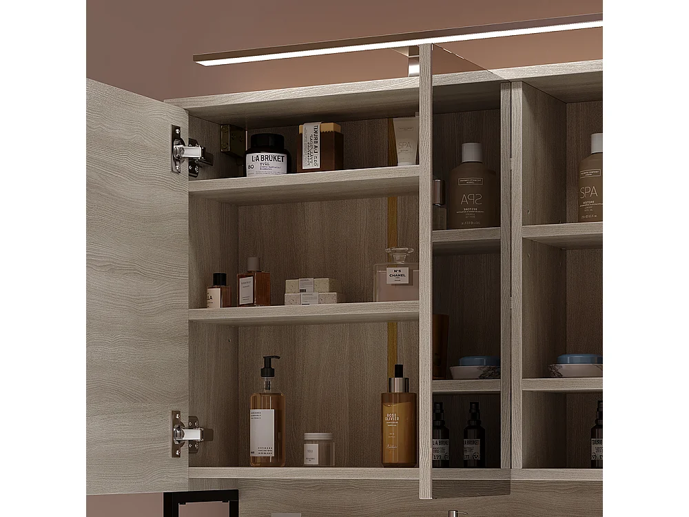 Armoire de toilette chêne/noir 80x20x71.5 vionna