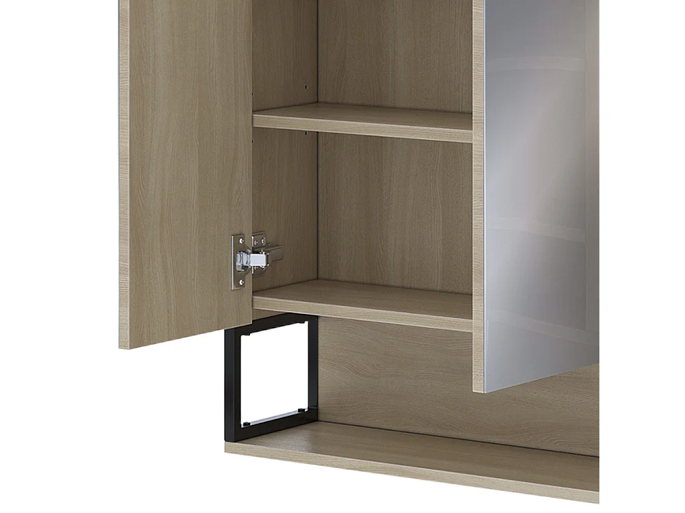 Armoire de toilette chêne/noir 80x20x71.5 vionna