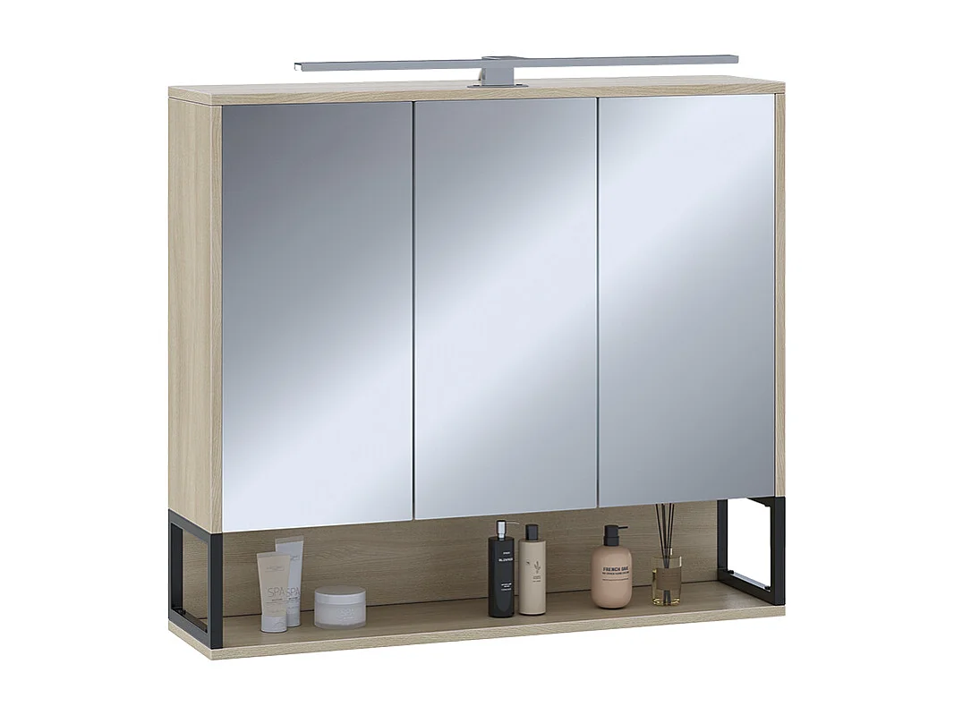 Armoire de toilette chêne/noir 80x20x71.5 vionna