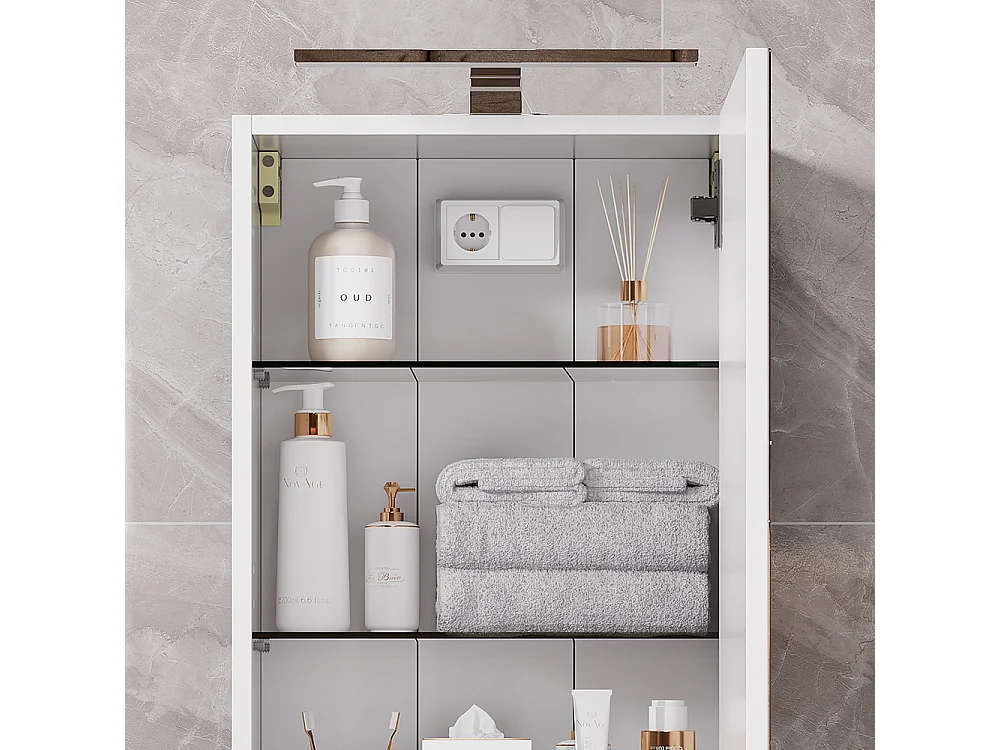 Armario con espejo de baño blanco 40x20x60 lavio