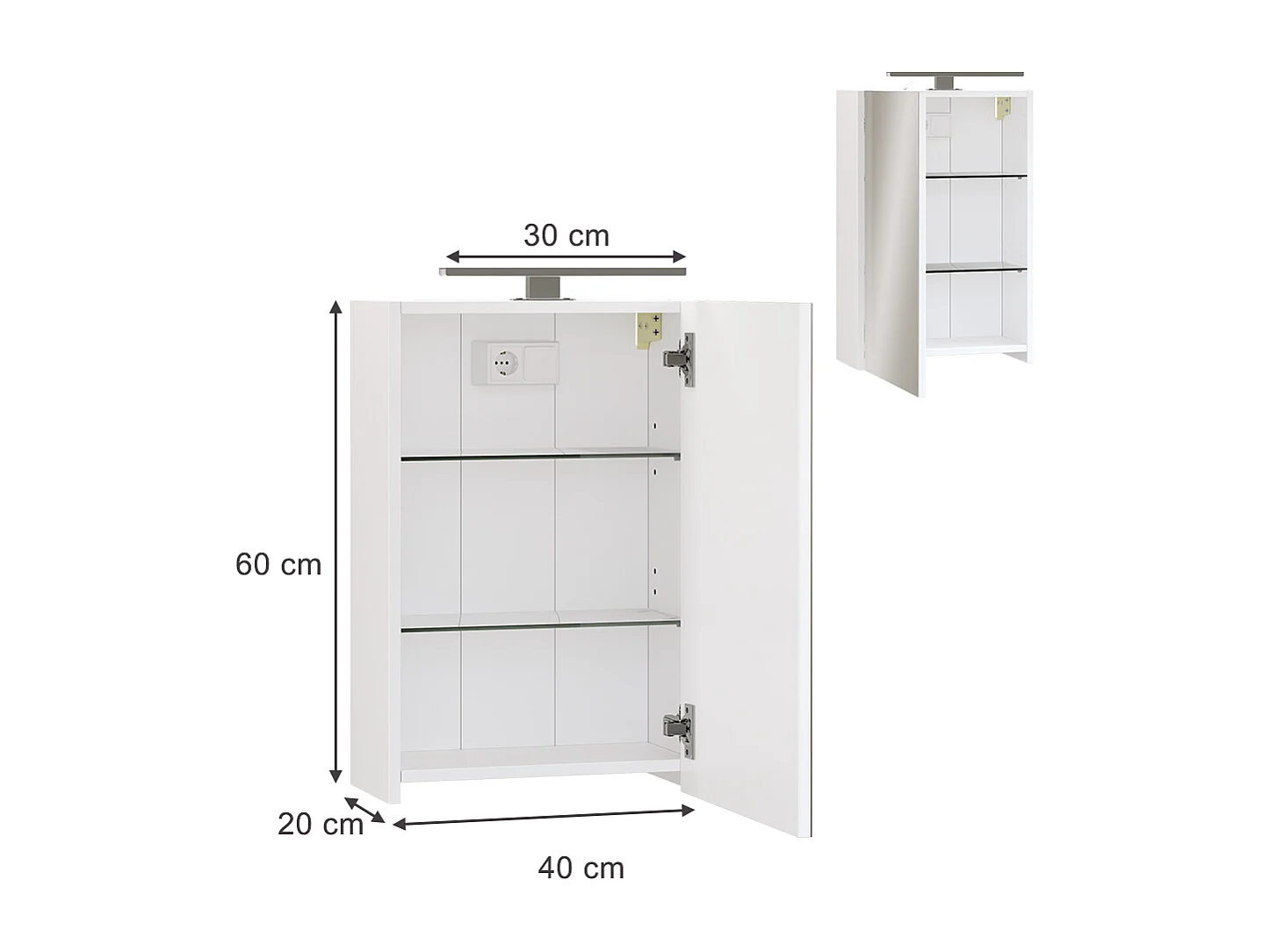 Armoire de toilette blanc 40x20x60 lavio