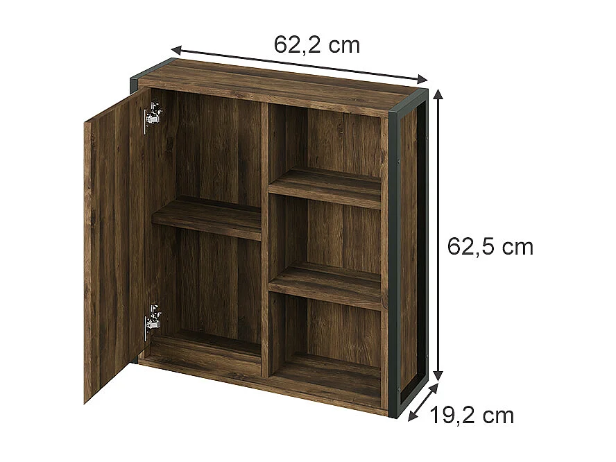 Armoire de toilette chêne/noir 62.2x19.2x62.5 naola