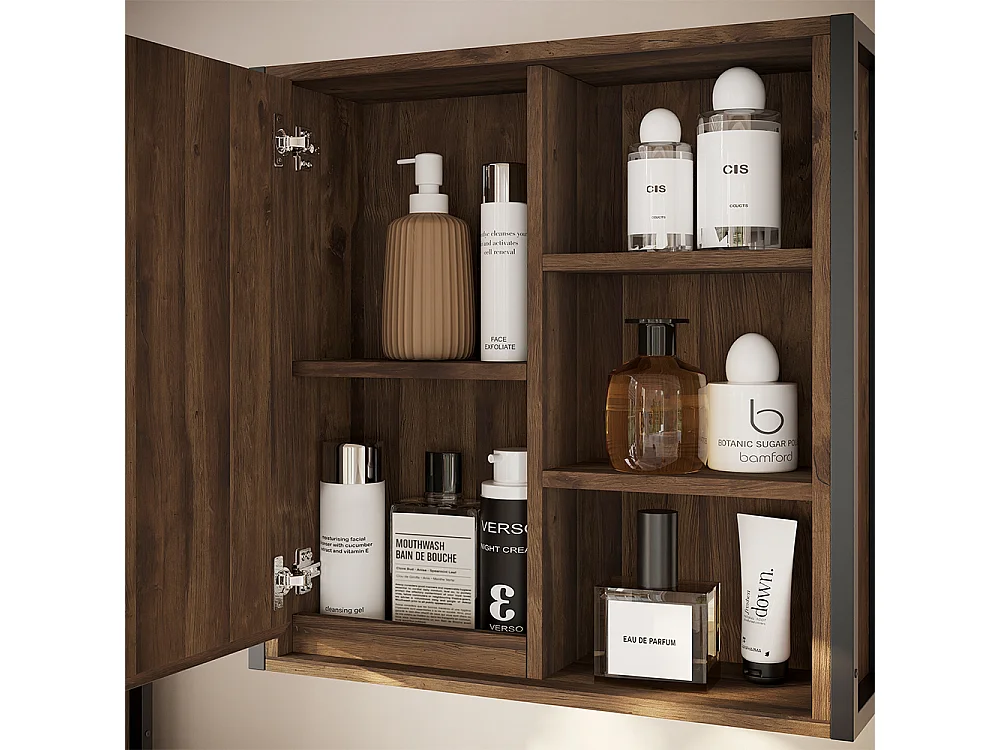 Armoire de toilette chêne/noir 62.2x19.2x62.5 naola