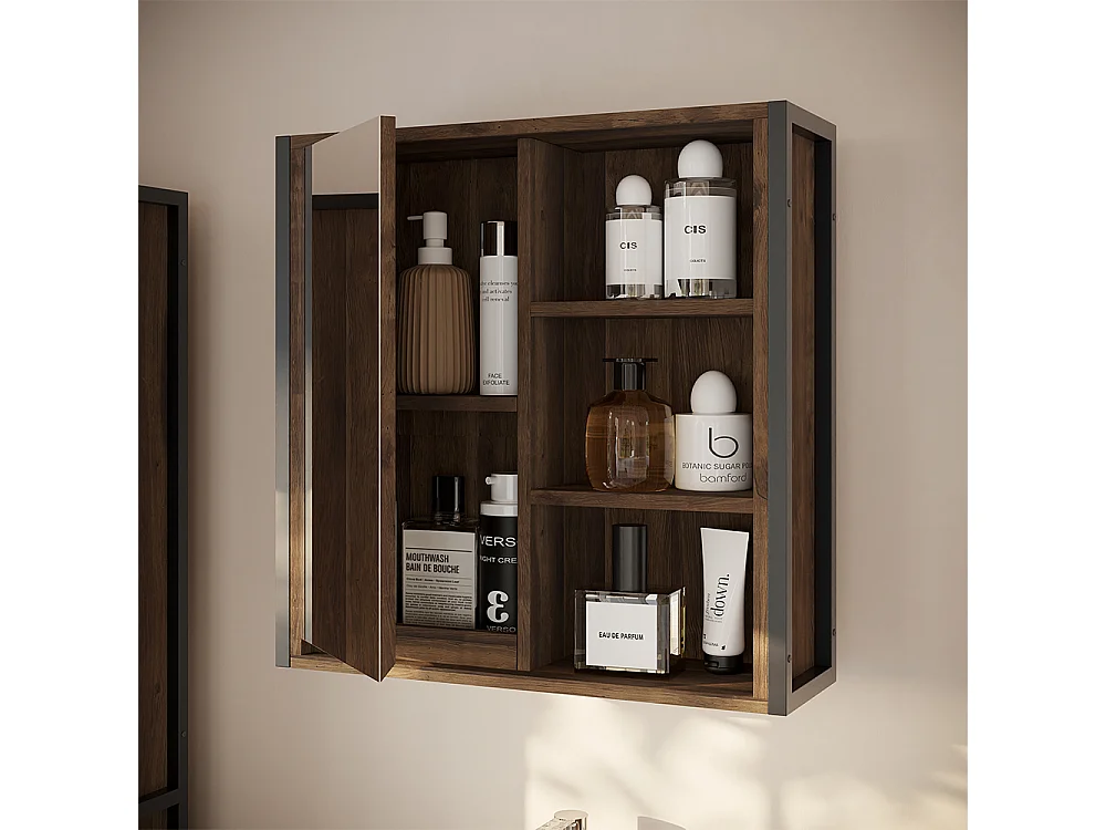 Armoire de toilette chêne/noir 62.2x19.2x62.5 naola