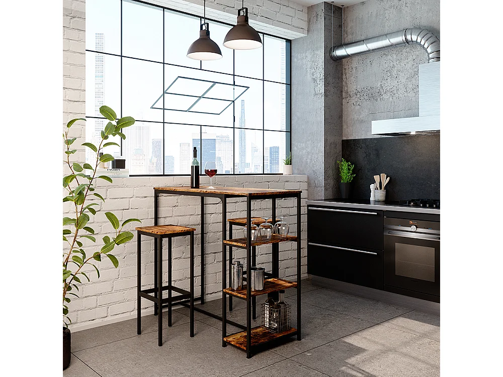 Stołek barowy zestaw 2 rustykalny dąb 32x28x78 fyrk