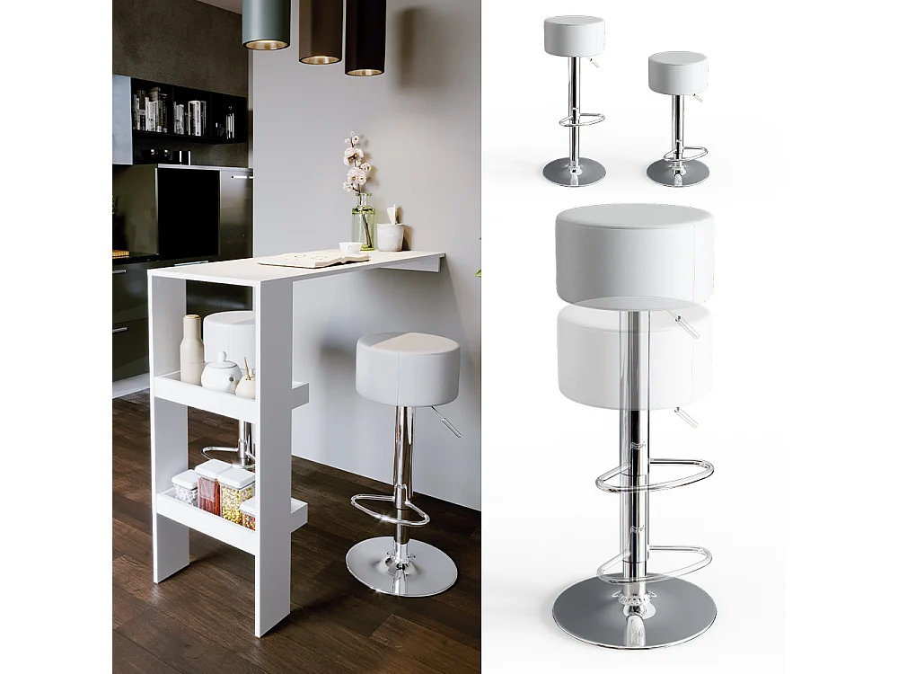 Tabouret de bar blanc 33x33x92