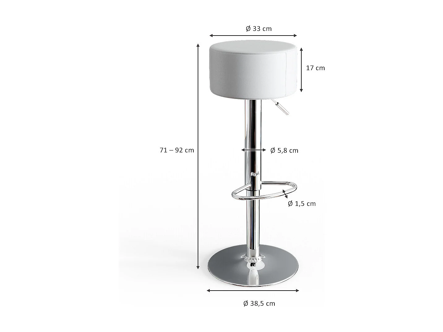 Tabouret de bar blanc 33x33x92