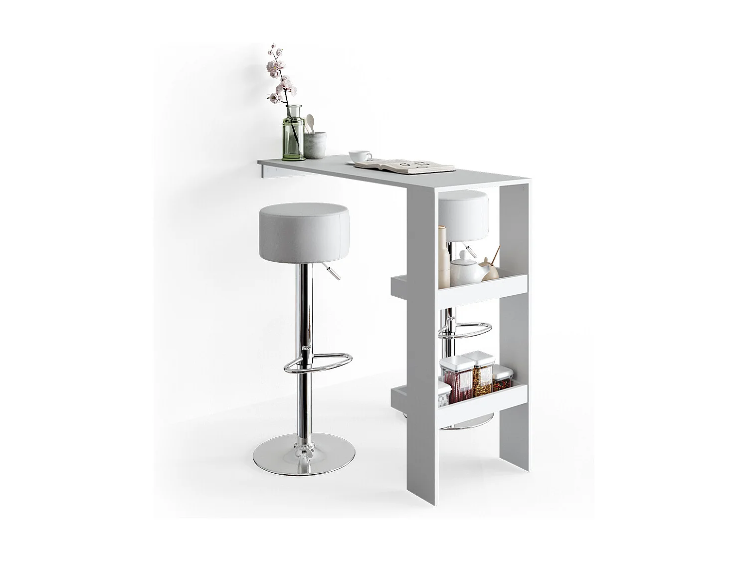 Tabouret de bar blanc 33x33x92