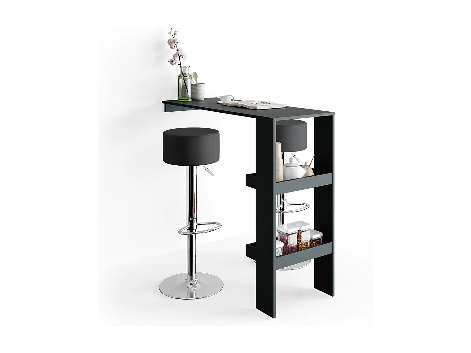 Tabouret de bar noir 33x33x92