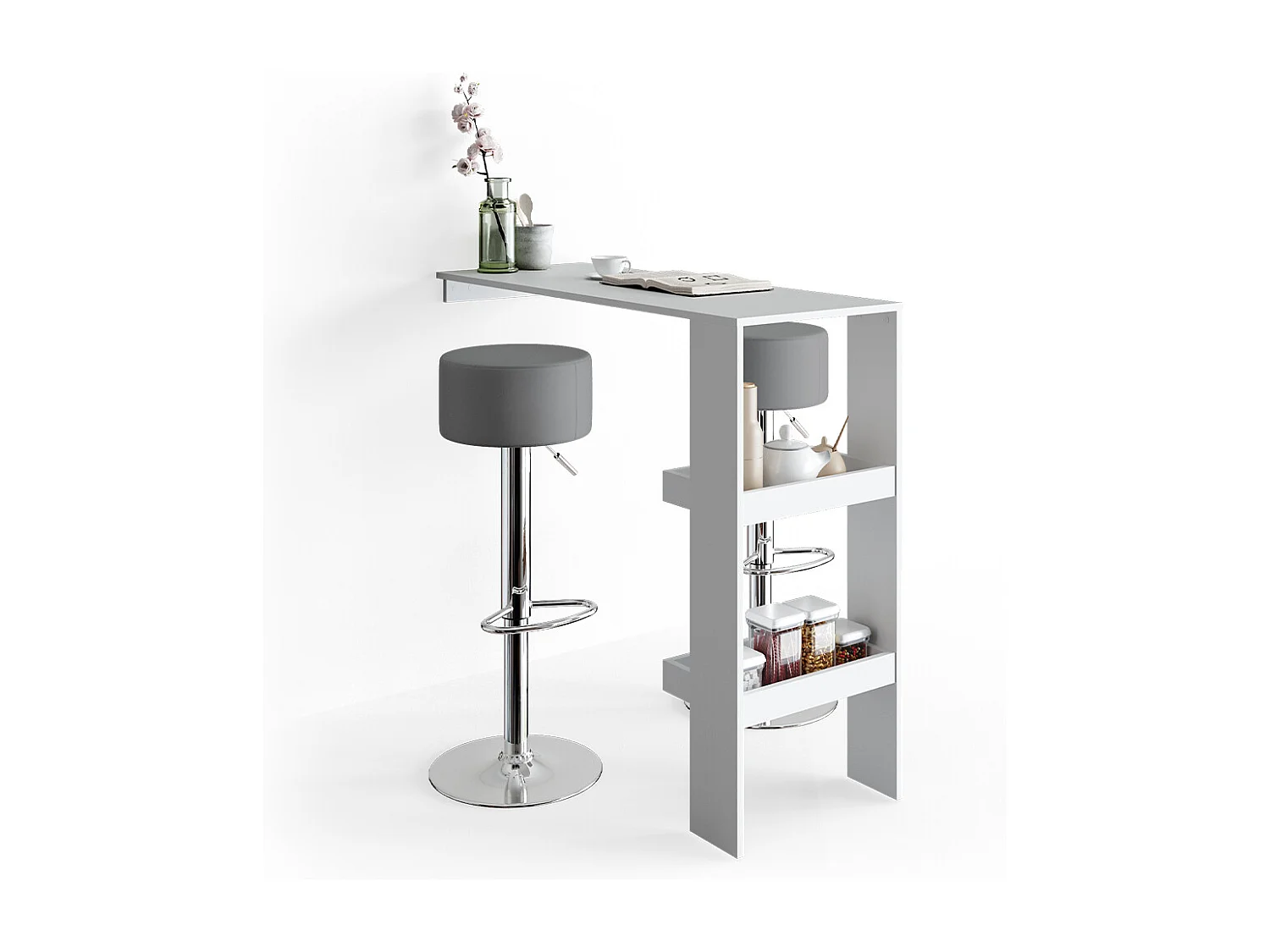 Taburete de bar conjunto de 2 gris 33x33x92