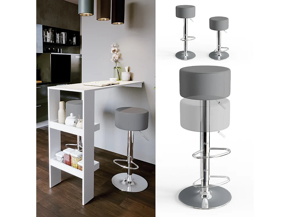 Tabouret de bar gris 33x33x92