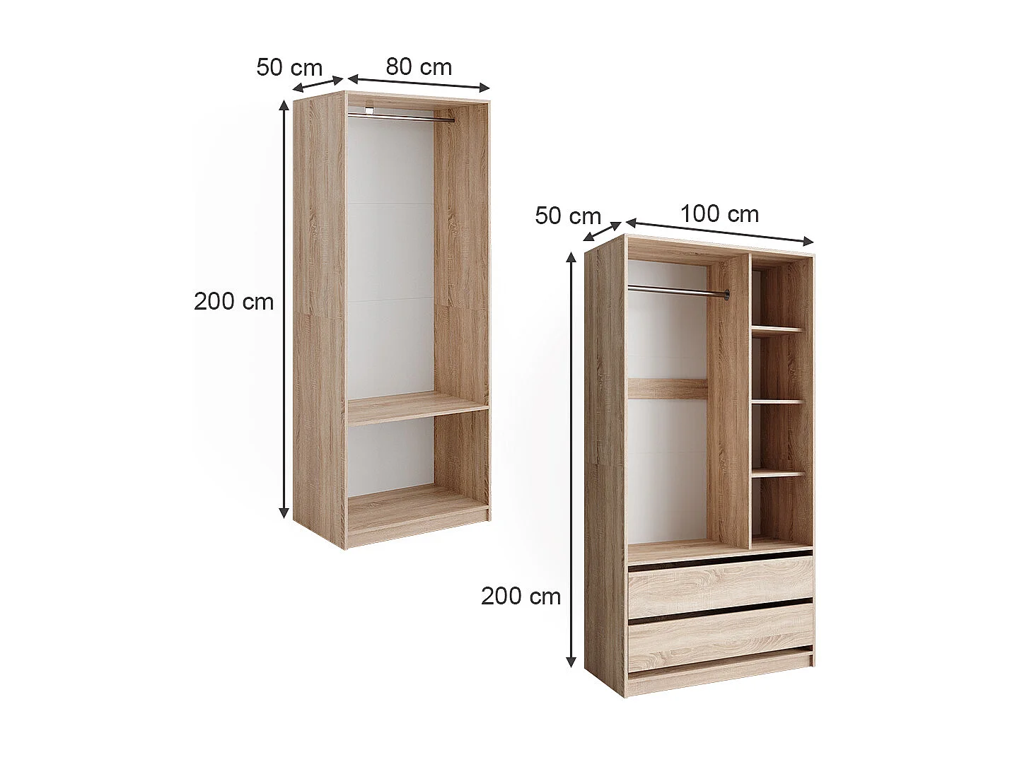 Armoire à vêtements sonoma 180x50x200 elmo