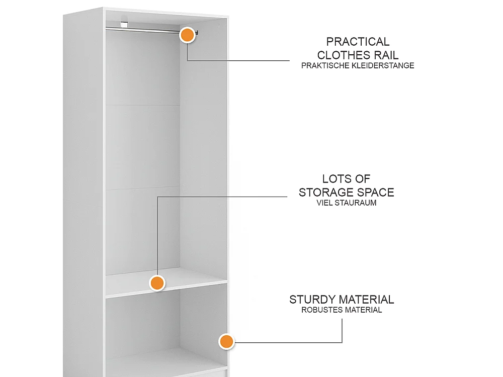 Armoire à vêtements blanc 80x50x200 elmo