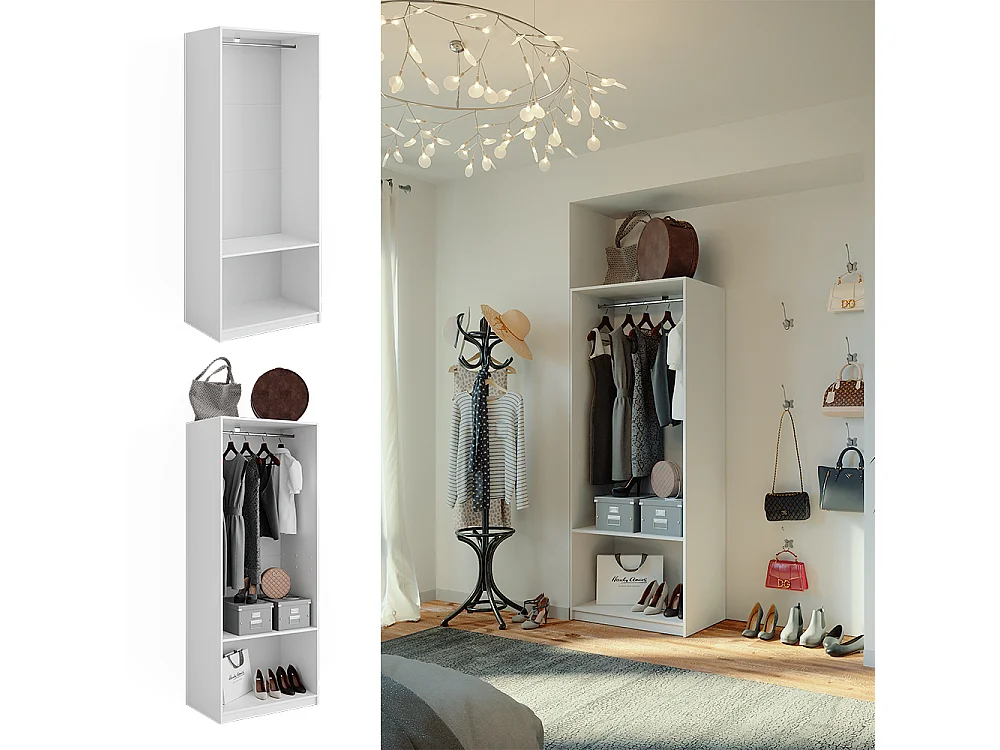 Armoire à vêtements blanc 80x50x200 elmo