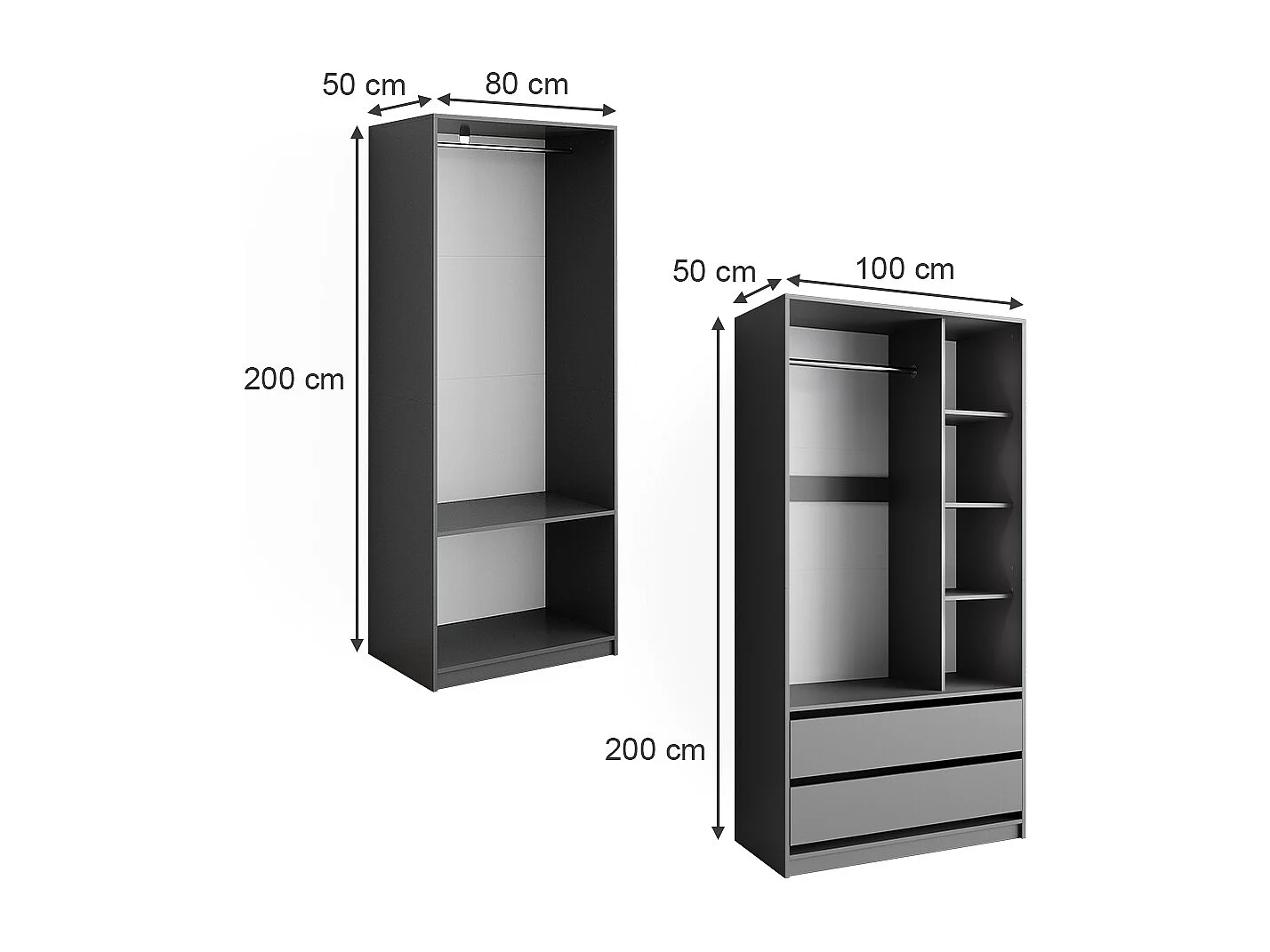 Armario antracita 100x50x200 elmo