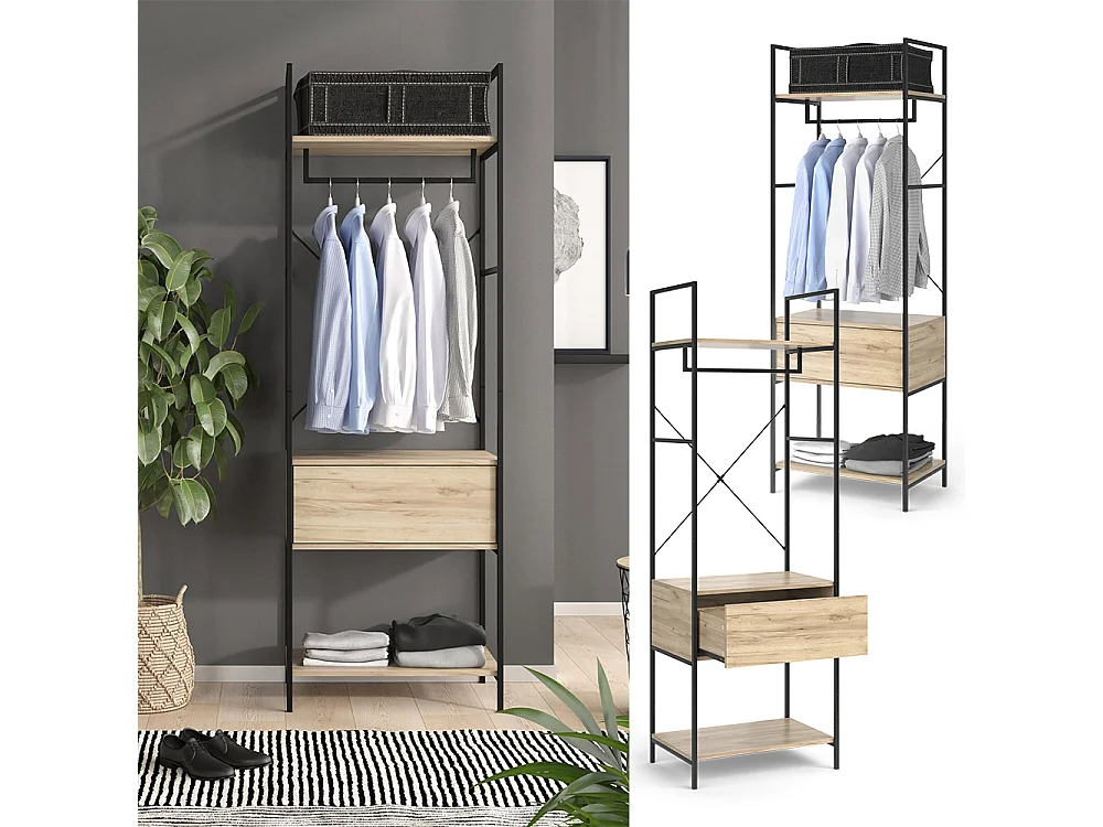 Armoire à vêtements bois 60x40x180 enya