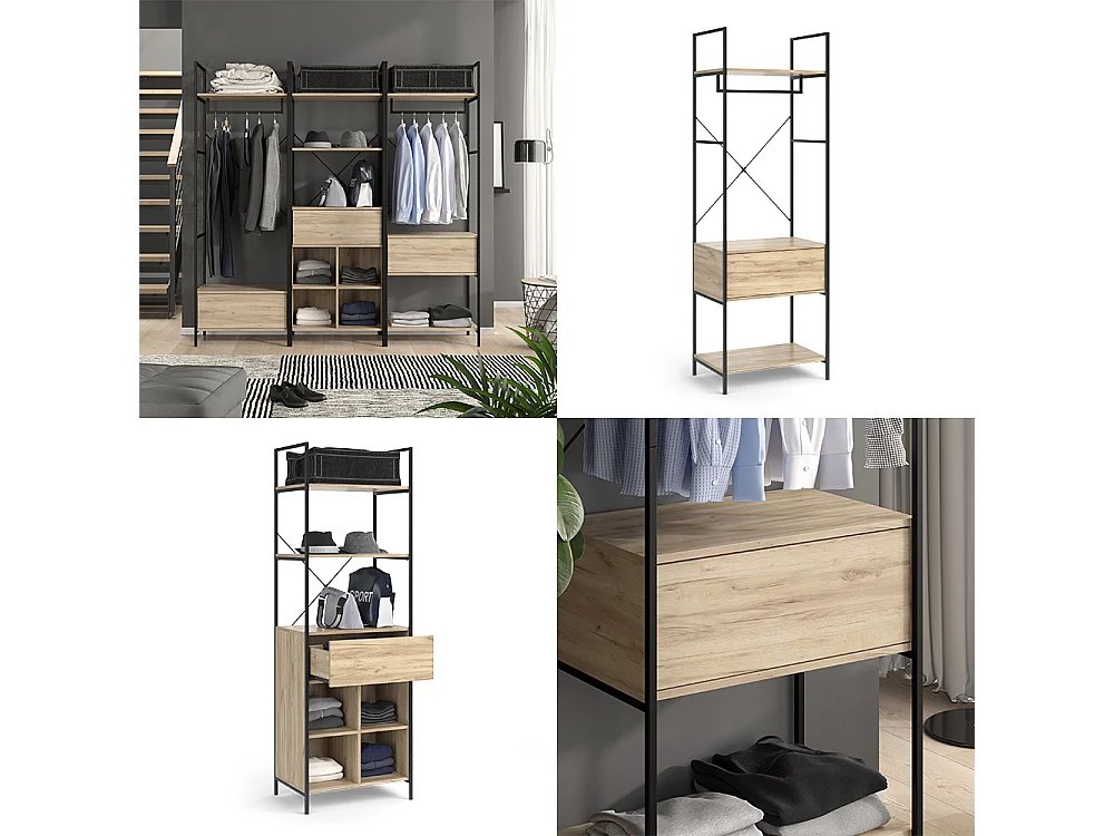 Armoire à vêtements bois 60x40x180 enya