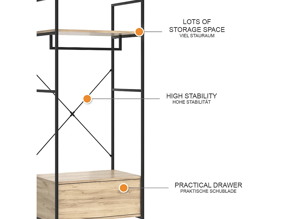 Armoire à vêtements bois 60x40x180 enya