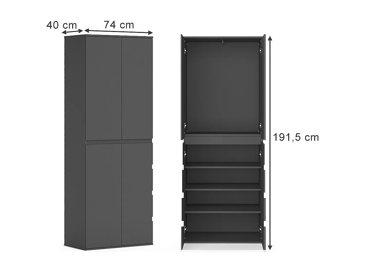 Armario antracita 74x40x191.5 claus