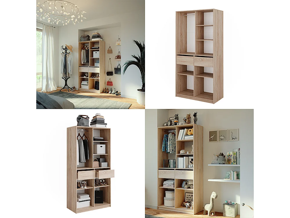 Armoire à vêtements sonoma 100x50x200 elmo