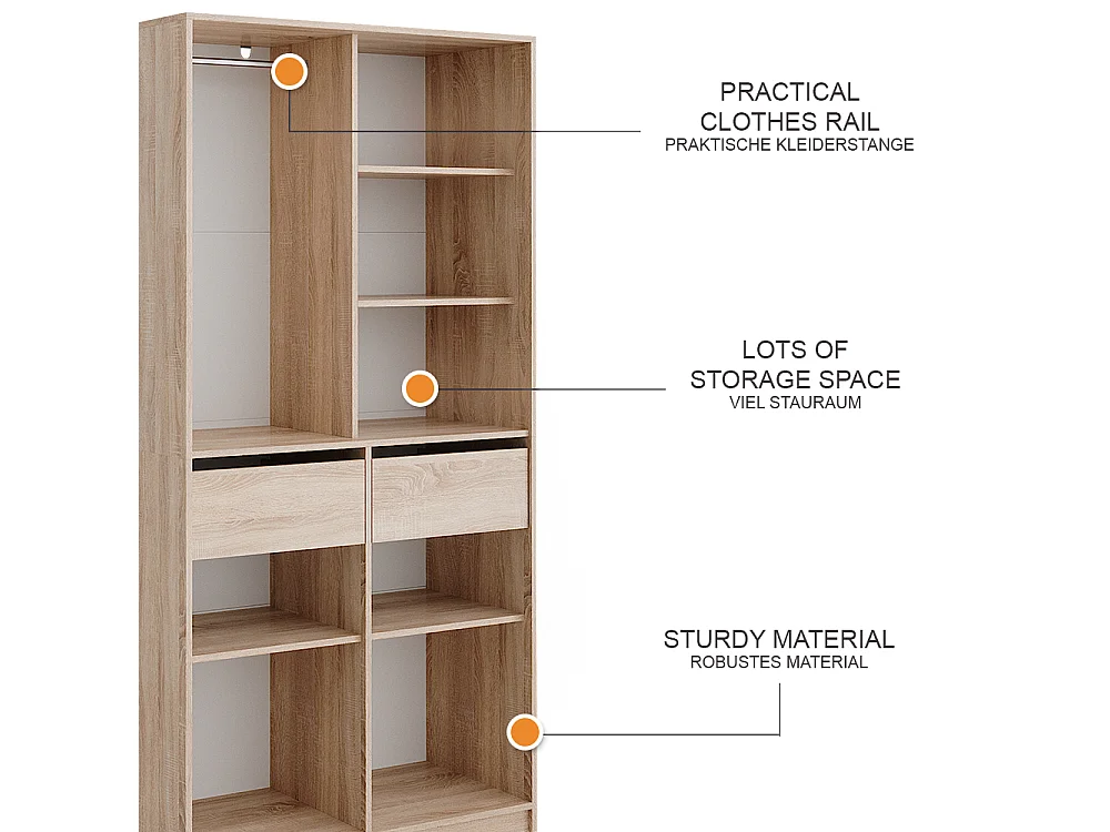 Armoire à vêtements sonoma 100x50x200 elmo