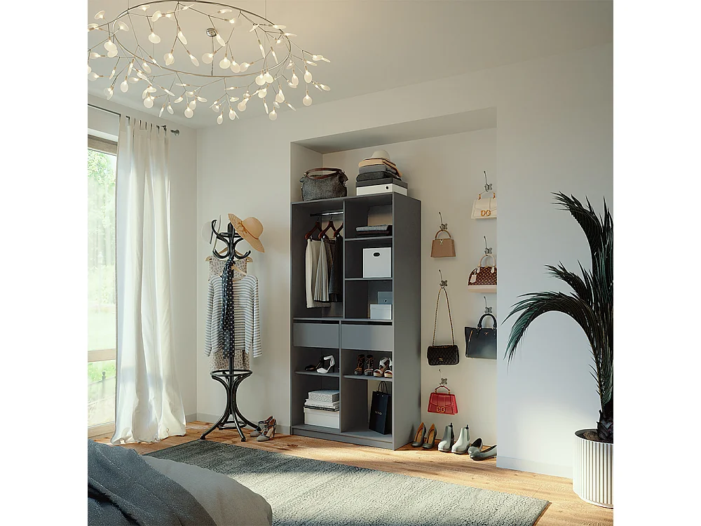 Armoire à vêtements anthracite 100x50x200 elmo