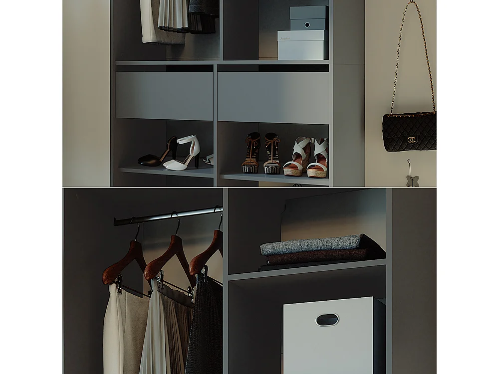 Armoire à vêtements anthracite 100x50x200 elmo