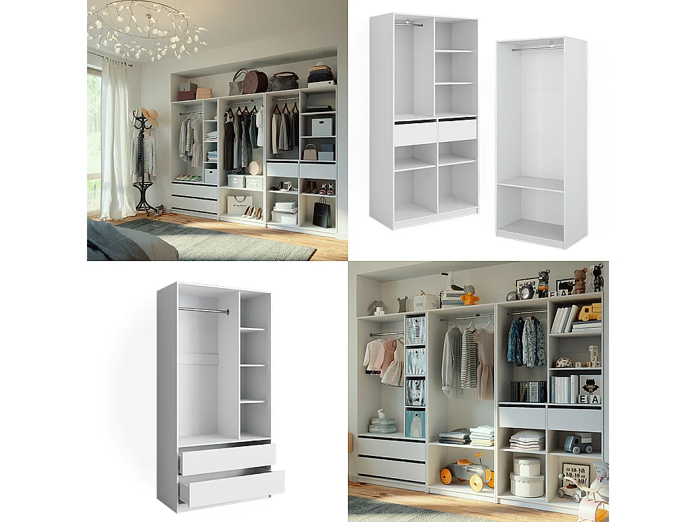 Armoire à vêtements blanc 100x50x200 elmo