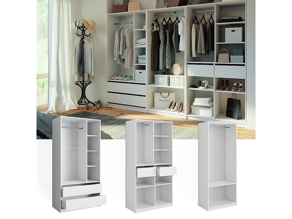 Armoire à vêtements blanc 280x50x200 elmo