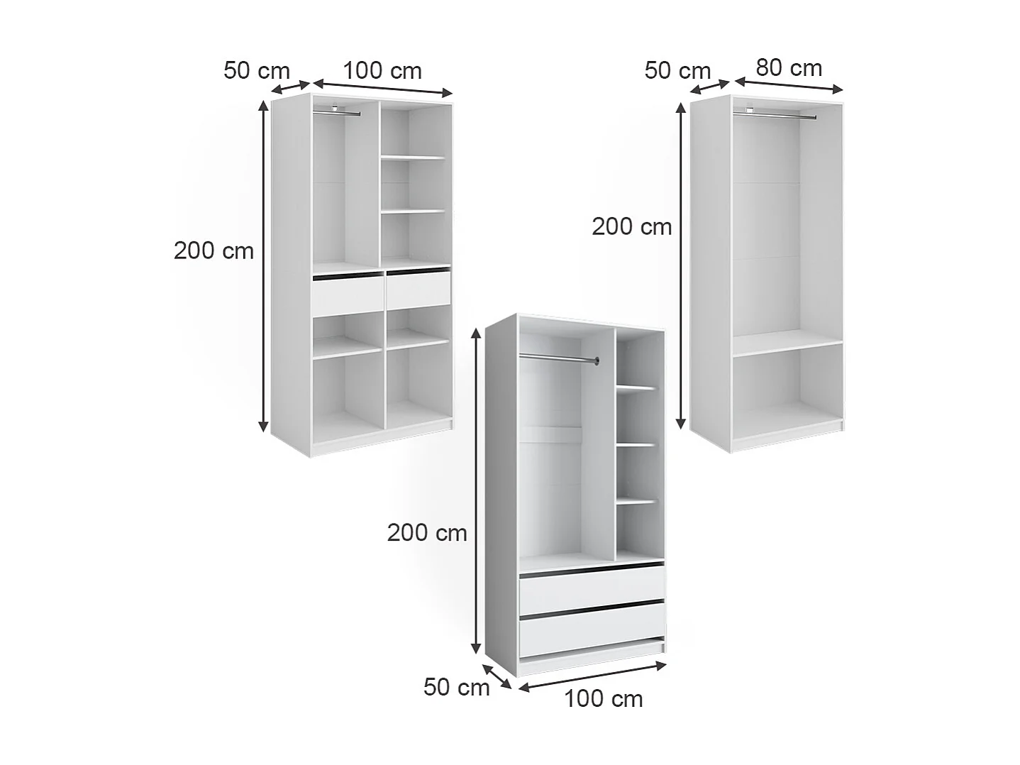 Armoire à vêtements blanc 280x50x200 elmo