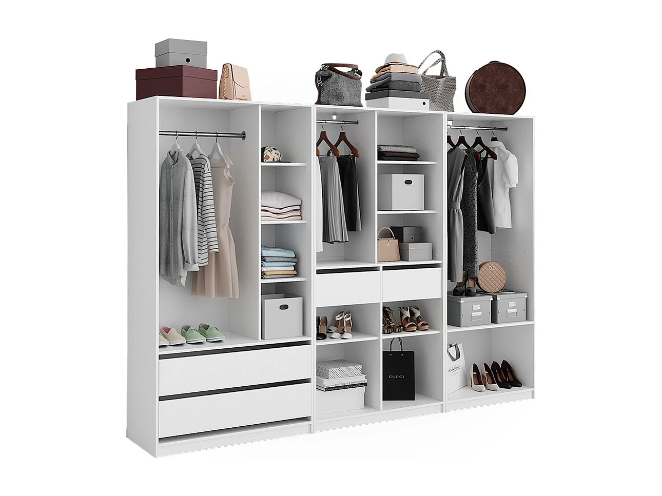 Armoire à vêtements blanc 280x50x200 elmo