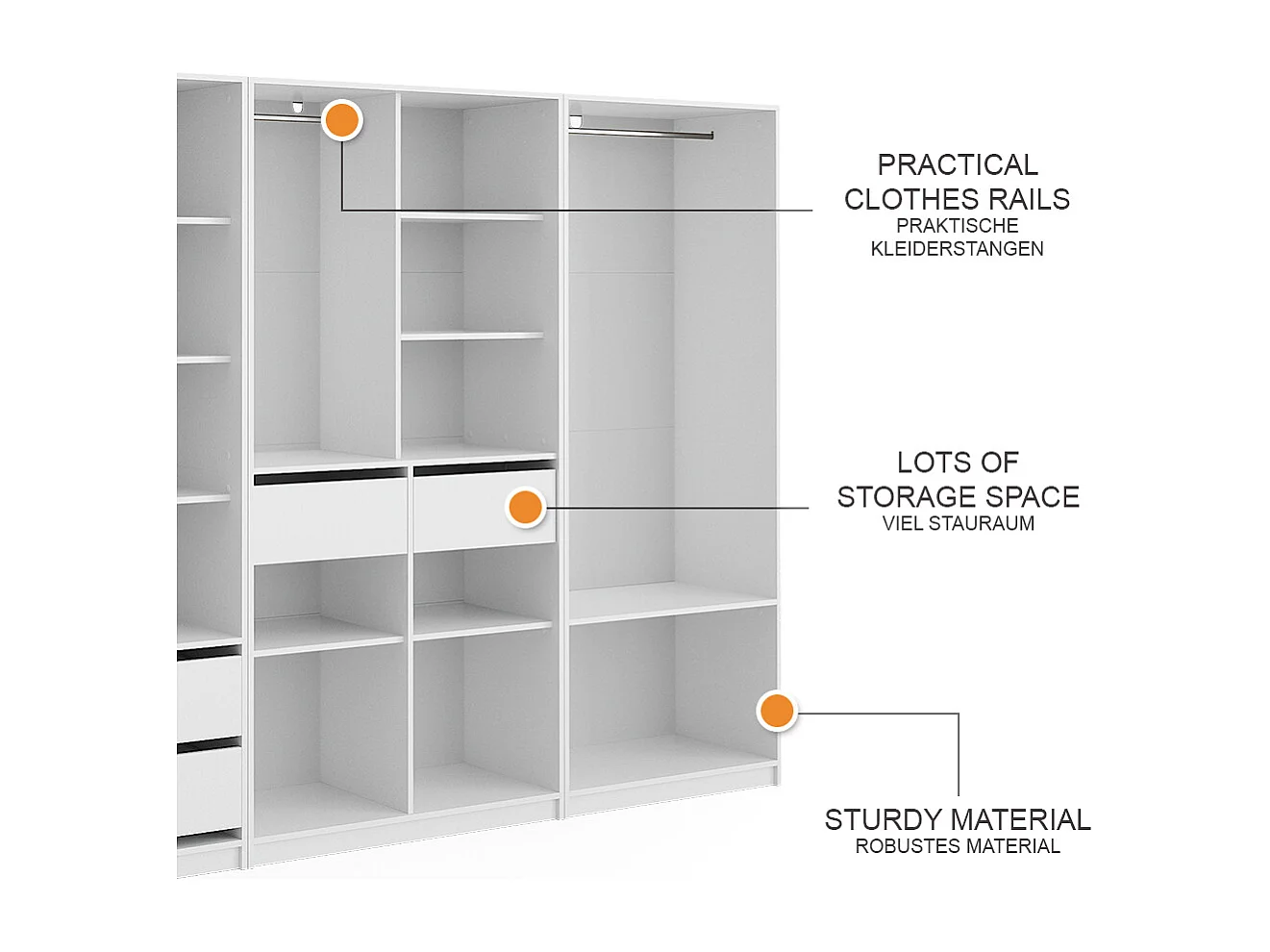 Armoire à vêtements blanc 280x50x200 elmo