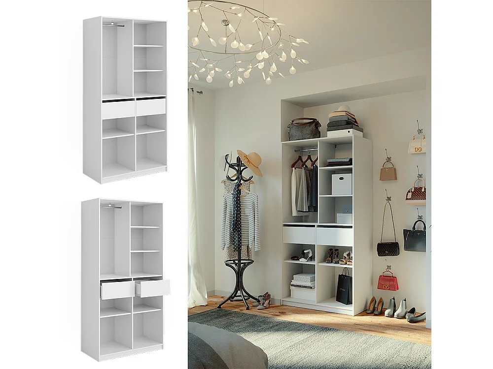 Armoire à vêtements blanc 100x50x200 elmo