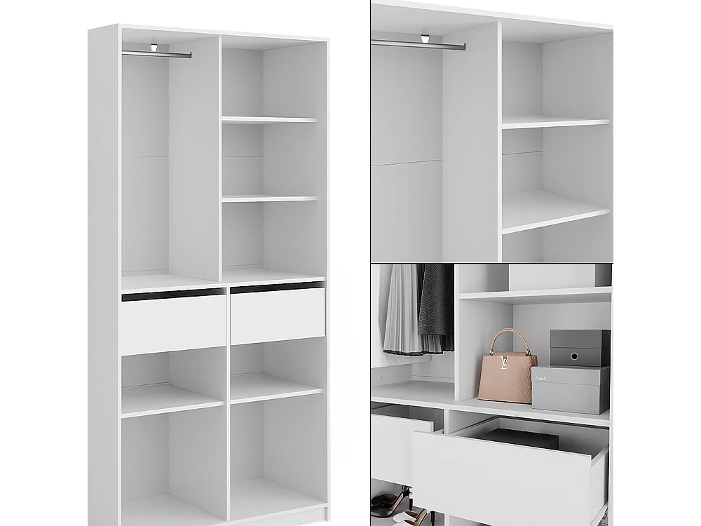 Armoire à vêtements blanc 100x50x200 elmo