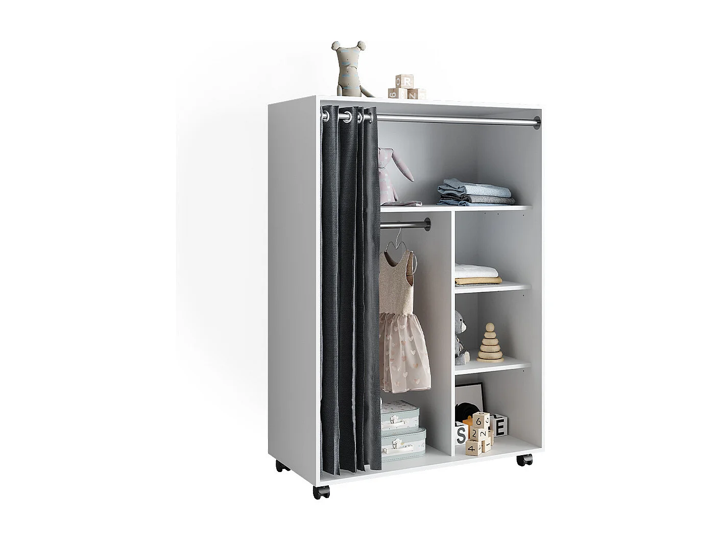 Tøjskab hvid 100x50x146.6 doros