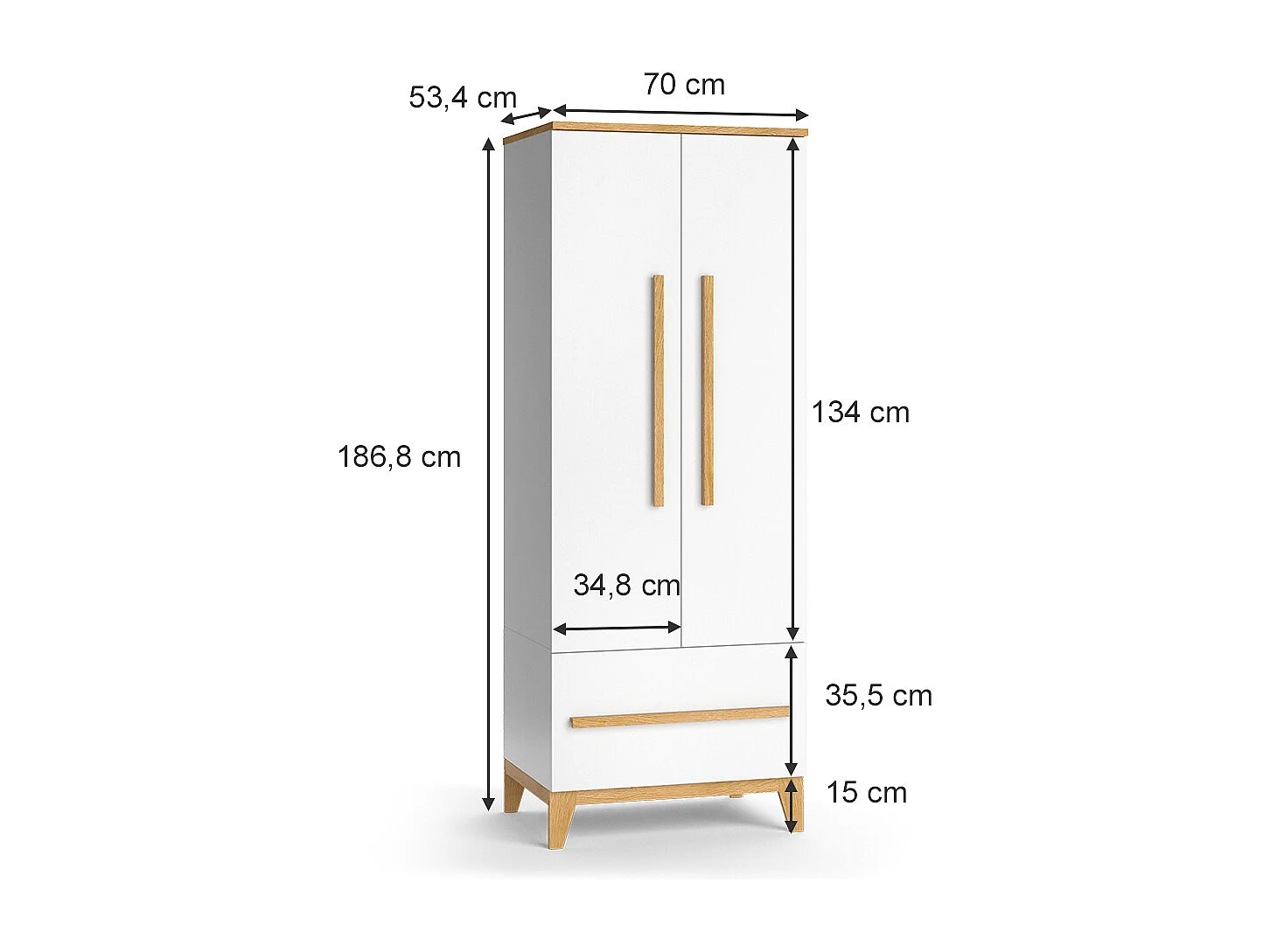 Armoire pour enfants blanc 70x53.4x186.8 malia