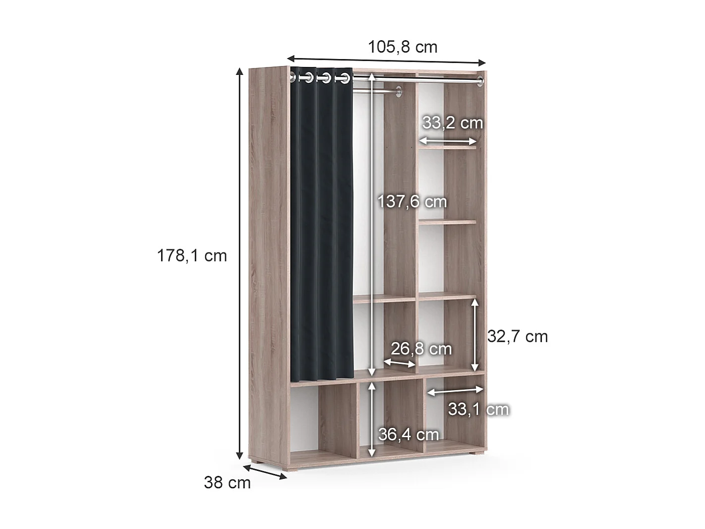 Armoire pour enfants sonoma 105.8x38x178.1 luigi